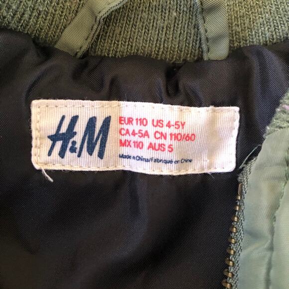 H&M Kids’ Bomber Jacket Green Size 4-5Y - Picture 7 of 7